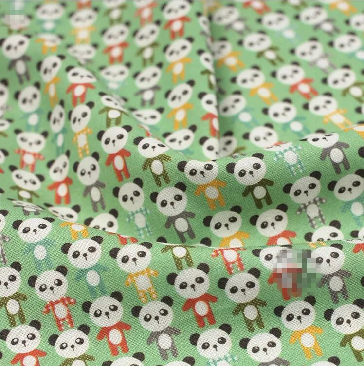 Оригинальный дизайн Kawaii Giant Panda хлопковая ткань зеленого цвета по двору/(ширина: 43