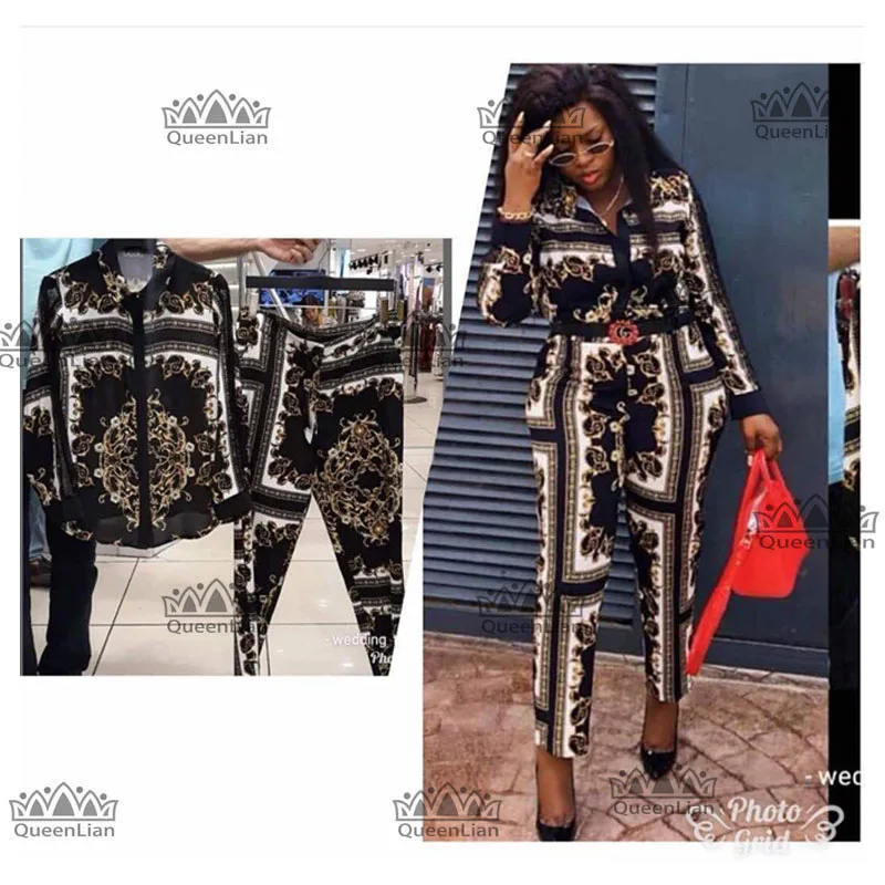 

2019 new Fahsion(L-XXXXL)African Clothes For Lady Dashiki Top and Pants Suit Dress XFTZ03#