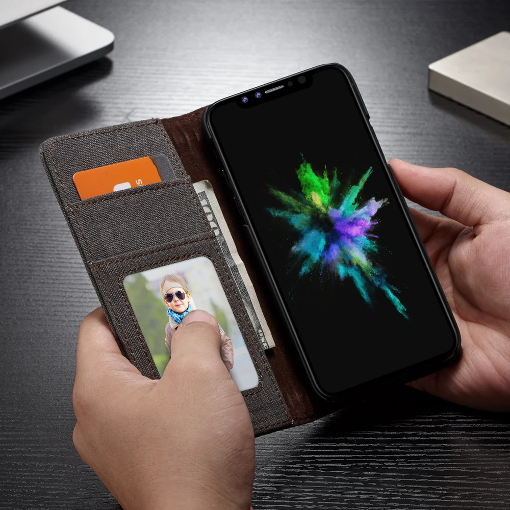 CaseMe холст Магнитный флип-чехол для телефона для Apple iPhone XS Max XR X Чехол Coque Роскошный Ретро держатель для карт Kickstand PC задняя крышка