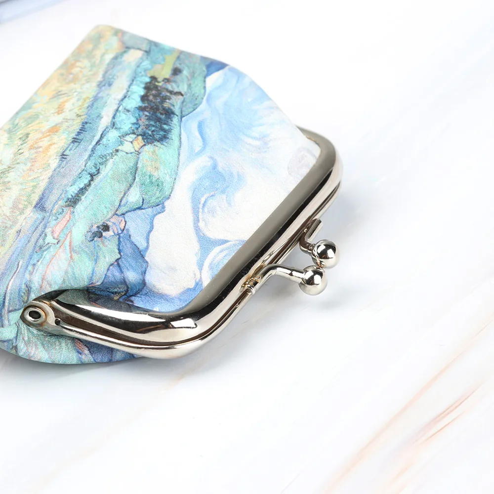 1Pcs Famous Van Gogh Oil Printing Small Wallet For Women Landscape Flower Pattern Mini Hasp Coin Purses Money Card Handbags