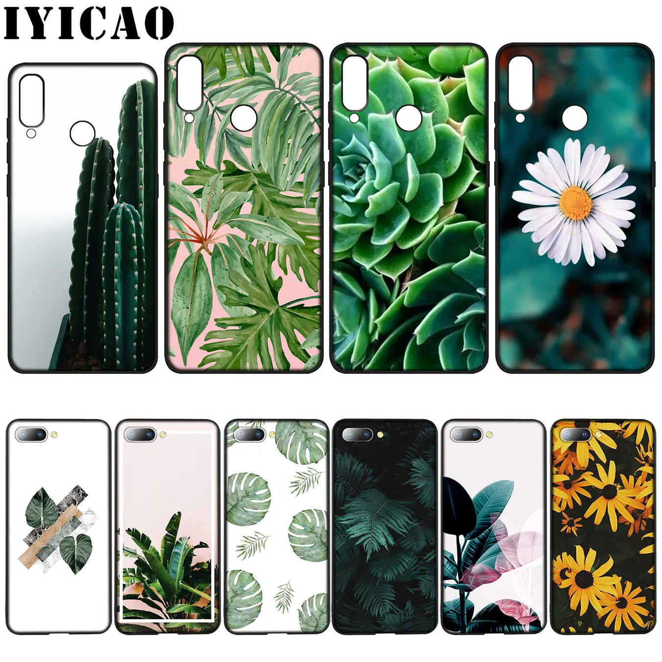 IYICAO Leaf Banana Flowers Silicone Soft Case for Huawei Y7 Y6 Prime Y9 2018 Honor 8C 8X 8 9 10 Lite 6A 7C 7X 7A Pro |