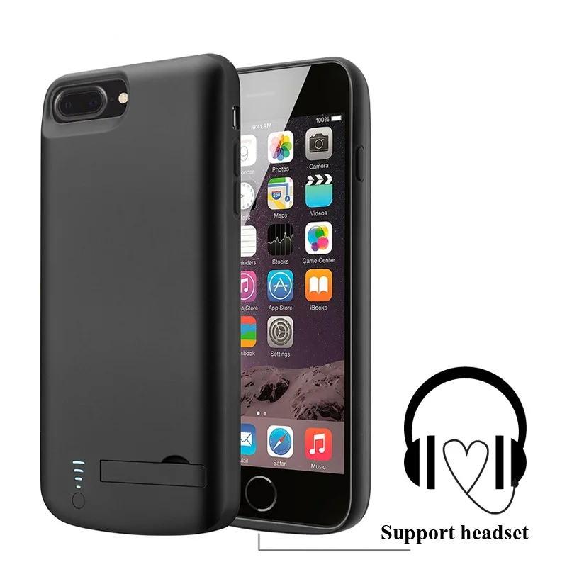 

2020 Support Audio External 8000mah Power bank Pack backup battery Charger Case For iPhone 7 8 plus Cover Charging Music