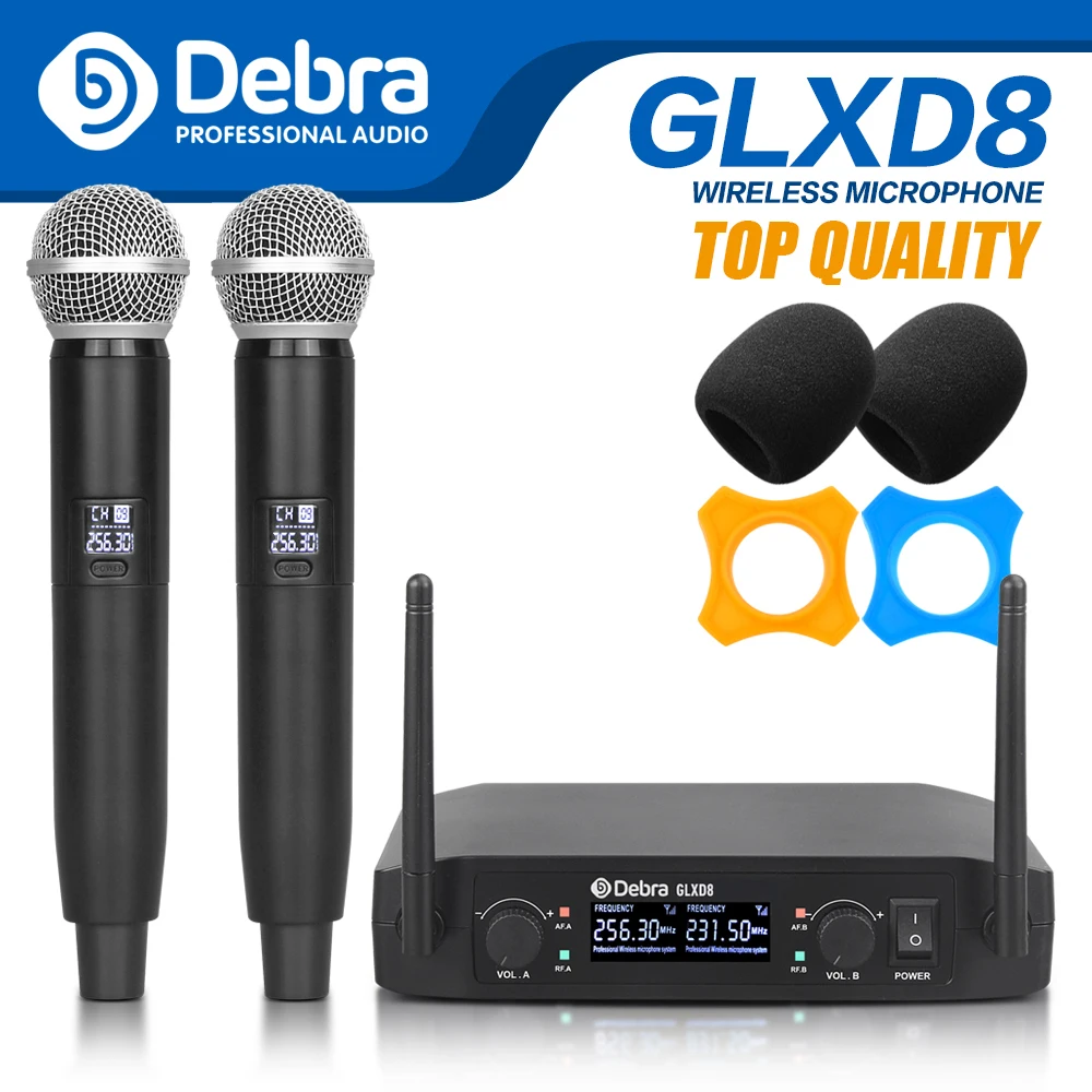 

Top quality!!! Debra GLXD8 Wireless Microphone System with Dual Handheld Mic for Stage karaoke wedding business meetings