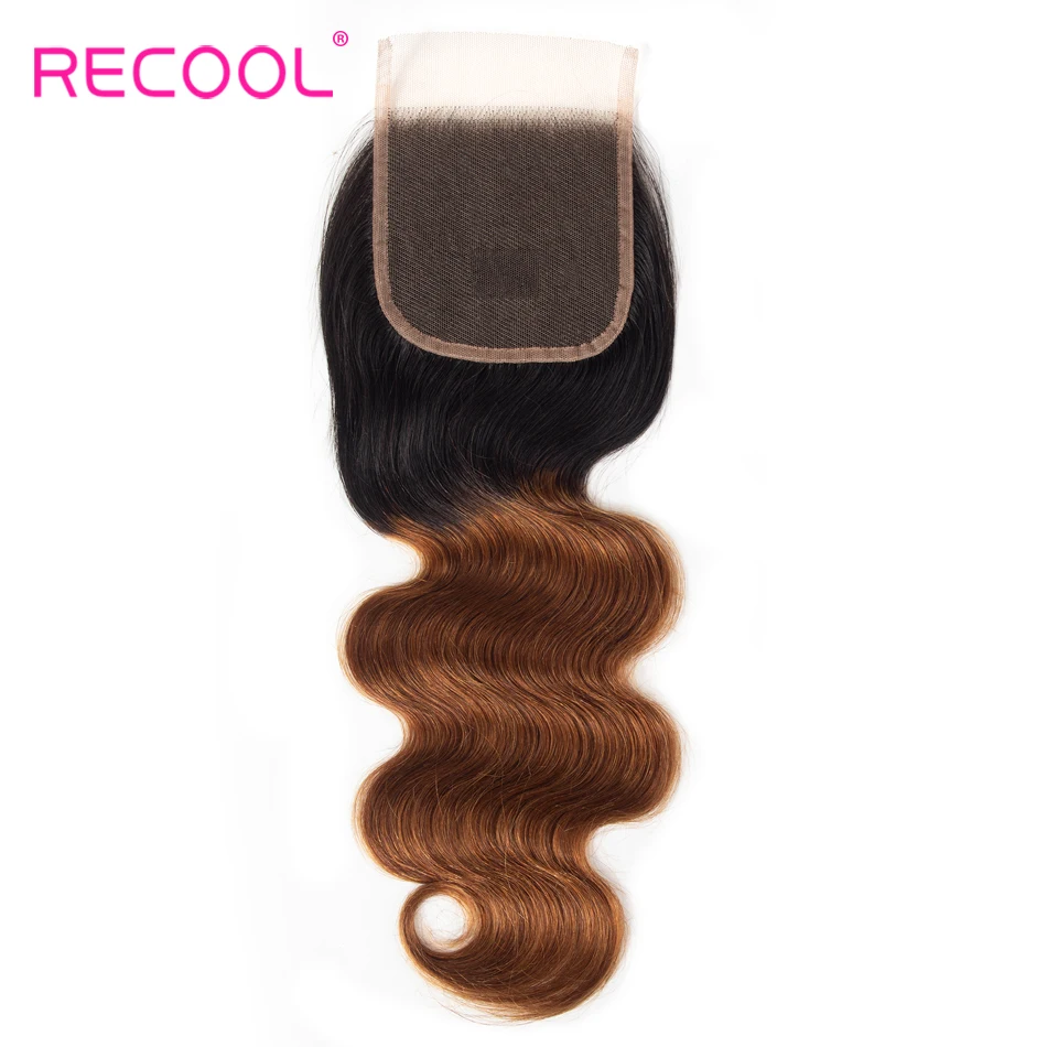 Recool бразильские объемные волнистые Омбре пряди с закрытием цветные 1B 30 пряди с закрытием блонд человеческие волосы пряди с закрытием