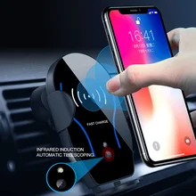 Otomatis Menjepit Cepat Wirless Charger Mobil Sensor Inframerah untuk iPhone X X 8 Samsung 9 Otomatis Ponsel 360 Derajat Ponsel pemegang(China)