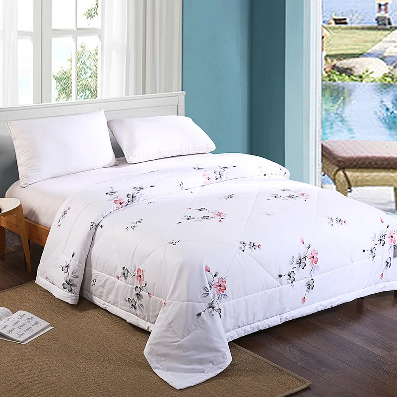 Новое горячее предложение хлопок одеяло белое лоскутное одеяло с цветами Твин Квин размер постельные принадлежности весна осень мягкое одеяло высокое качество домашний текстиль