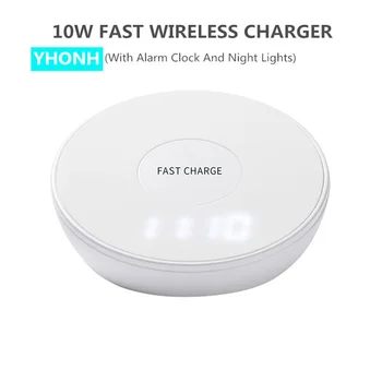 

YHONG 10W Fast Wireless Charger Compatible Multifunctional Gift Bracket with Night lights and Allarm Clock