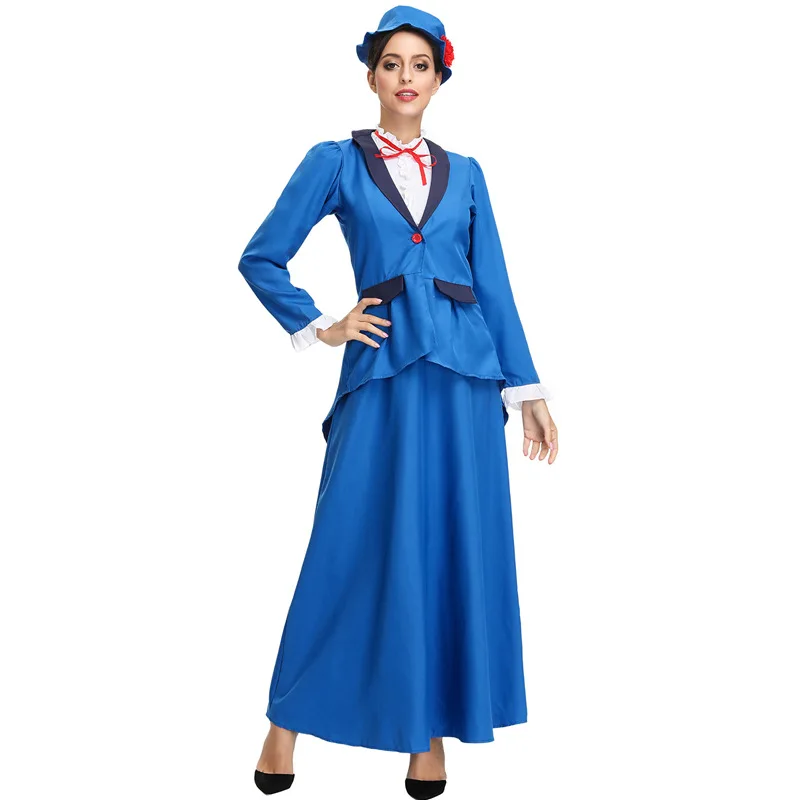 

Erotic Costume Teacher Uniform British Deep-collared Swallow Tail Dress COS Movie Character Magic Babysitter Professional Acting