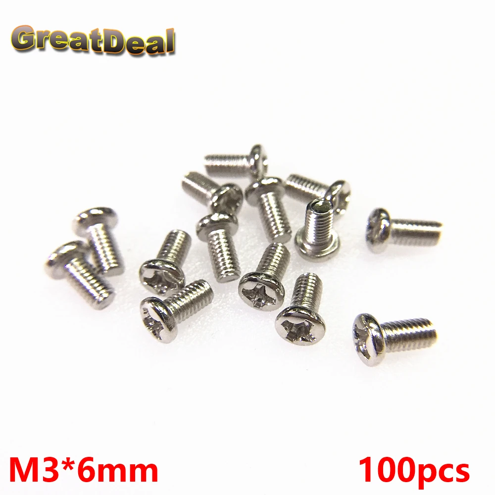 100pcs M3*6mm Screw M3x6mm Stainless Steel Screws Toy Computer Host