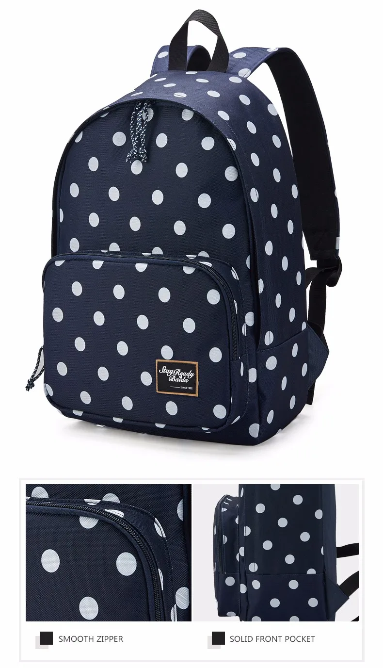 Брендовый черный женский рюкзак в горошек, высококачественный модный рюкзак, школьный рюкзак для студентов, рюкзак для девочек-подростков
