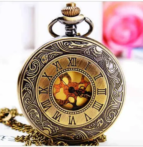 Relógio de bolso do vintage pingente relógio colar corrente ...