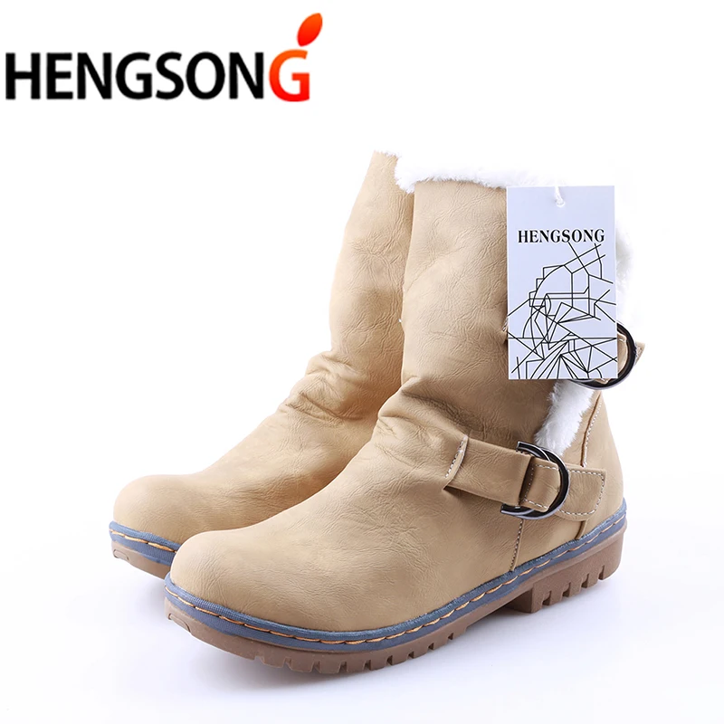 HENGSONG модные классические женские зимние Ботинки Зимняя обувь на Плоском Каблуке