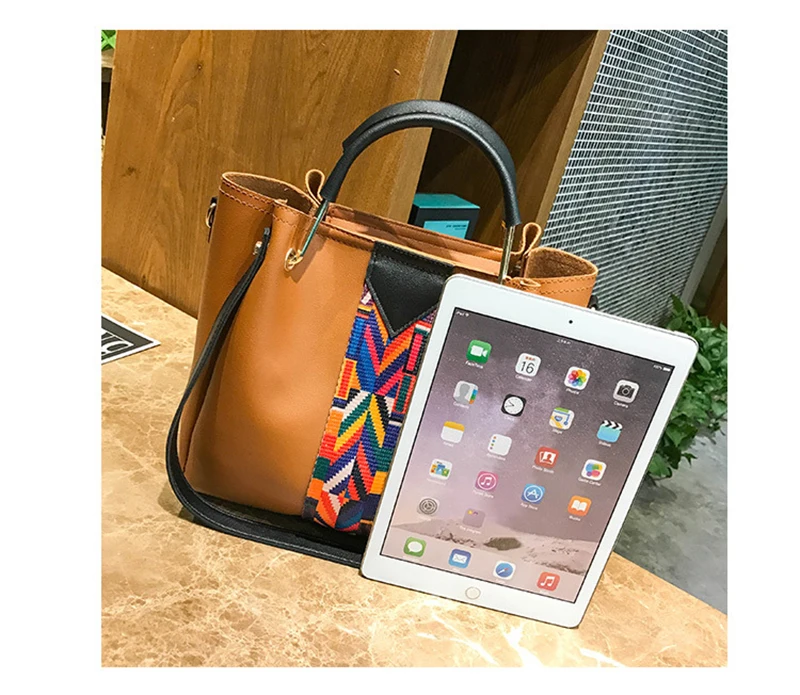 Fashion 4 Pcsset Women Composite Handbag Ribbon Shoulder Crossbody Bucket Bag Totes Large Capacity Casual Female Shopper SS3511 (6)