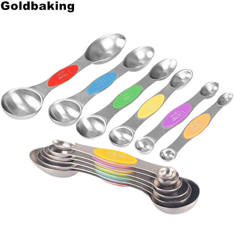 Measuring Spoons Set of 6 Heavy Duty Double Ends Stainless
