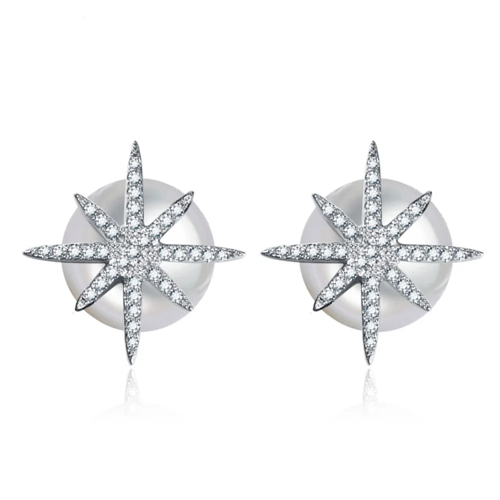 12 стилей 925 пробы серебряные серьги морская звезда цветок серьги для женщин Свадебная вечеринка ювелирные изделия - Окраска металла: ZER004