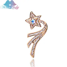 Miss Lady Rose Gold color Zircon Crystal Luxury Full drill five-pointed star Meteor Brooches Fashion Jewelry for women MLY5763