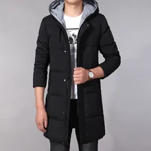 Новое поступление осенне-зимняя куртка мужская брендовая одежда хлопковое толстое длинное пальто Мужская качественная черная верхняя одежда