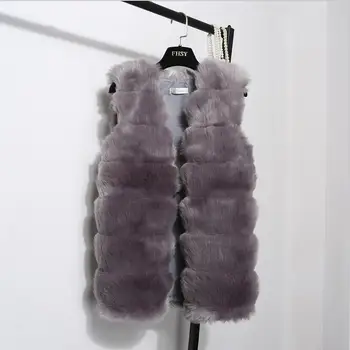 

2018 autumn and winter new V-neck sleeveless Faux Fur vest cardigan faux fur fashion temperament vest jacket female