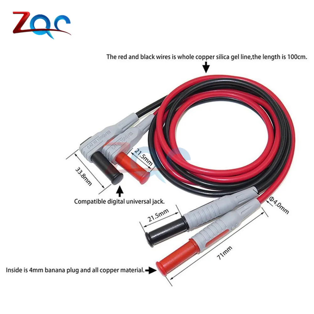 P1033 мультиметр Тестовый Кабель литой под давлением 4 мм разъем типа "банан" тестовая линия прямой к изогнутой Тестовый Кабель для электрического тестирования ing