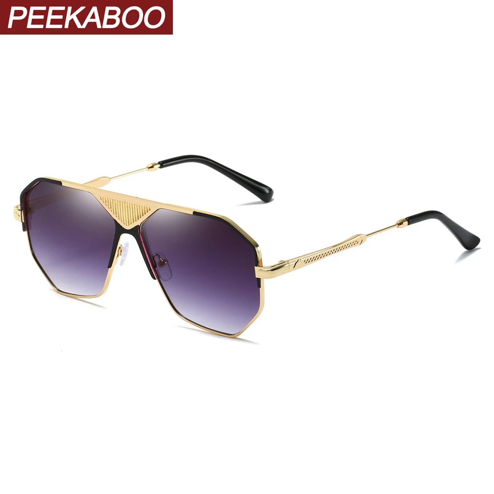 

Peekaboo men square sunglasses for women black gold metal frame sun glasses for men 2019 brown uv400