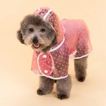 

hot sale pet dog raincoat slicker cat clothes dot pattern dog rainwear for puppy waterproof pink blue pet raincoats S M L Size