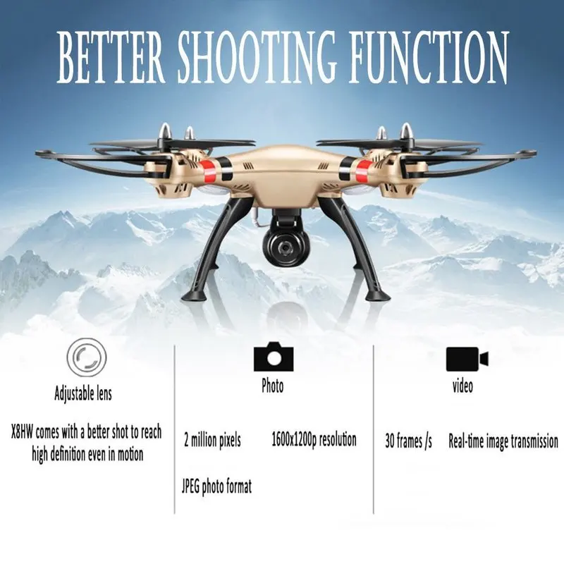 Syma X8HW 2 4G 4CH 6 осевой гироскоп RC Квадрокоптер Дрон HD камера RTF высота удержания VS X8HG
