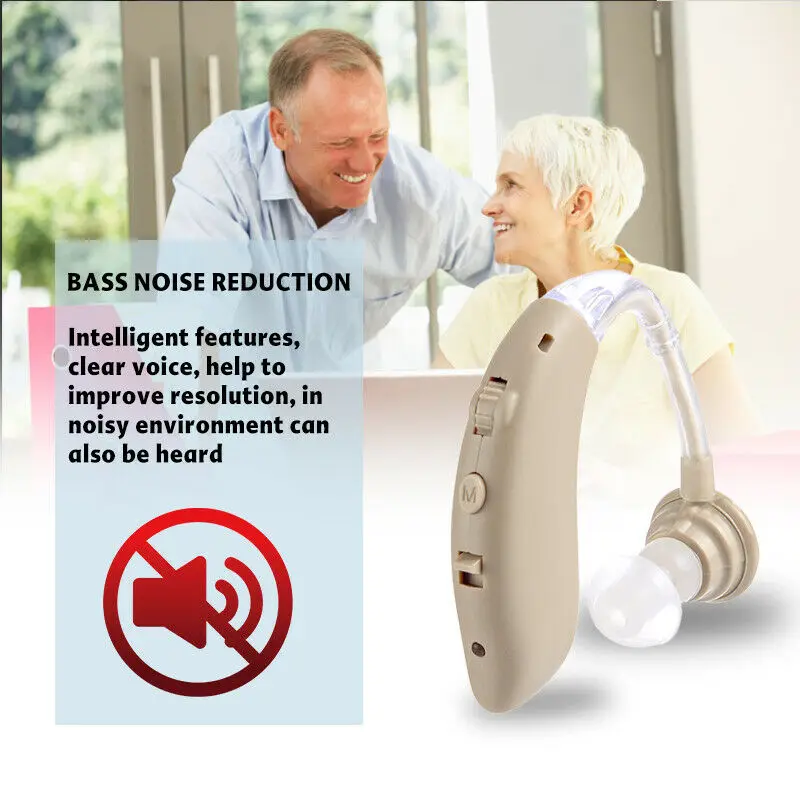 1pc Wireless Bluetooth Hearing Aid Headset Headphones BTE Sound Amplifier Digital Blue Silver Color Rechargeable Kit
