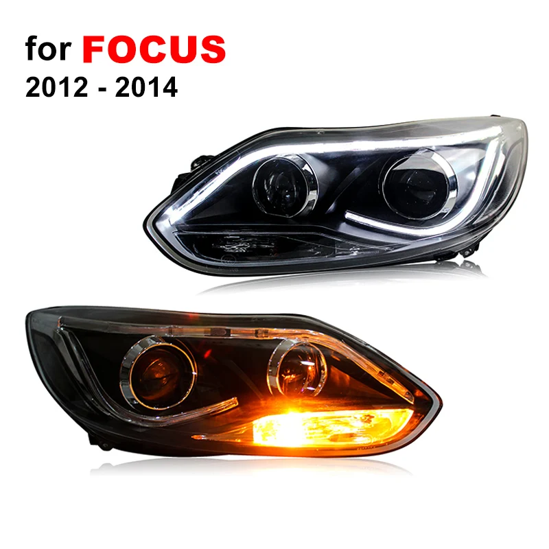 

Headlight Assembly for Ford Focus 2012 2013 2014 Left and Right with LED DRL Running Light and Yellow Turning Signal