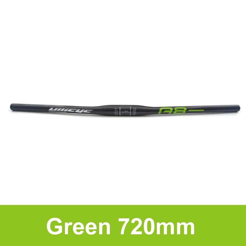 Ullicyc тренд A8-(зеленый), горный велосипед, полностью карбоновый руль(плоский/подъемный) 31,8*580/600/620/640/660/680/700/720/740 мм - Цвет: Flat X 720mm