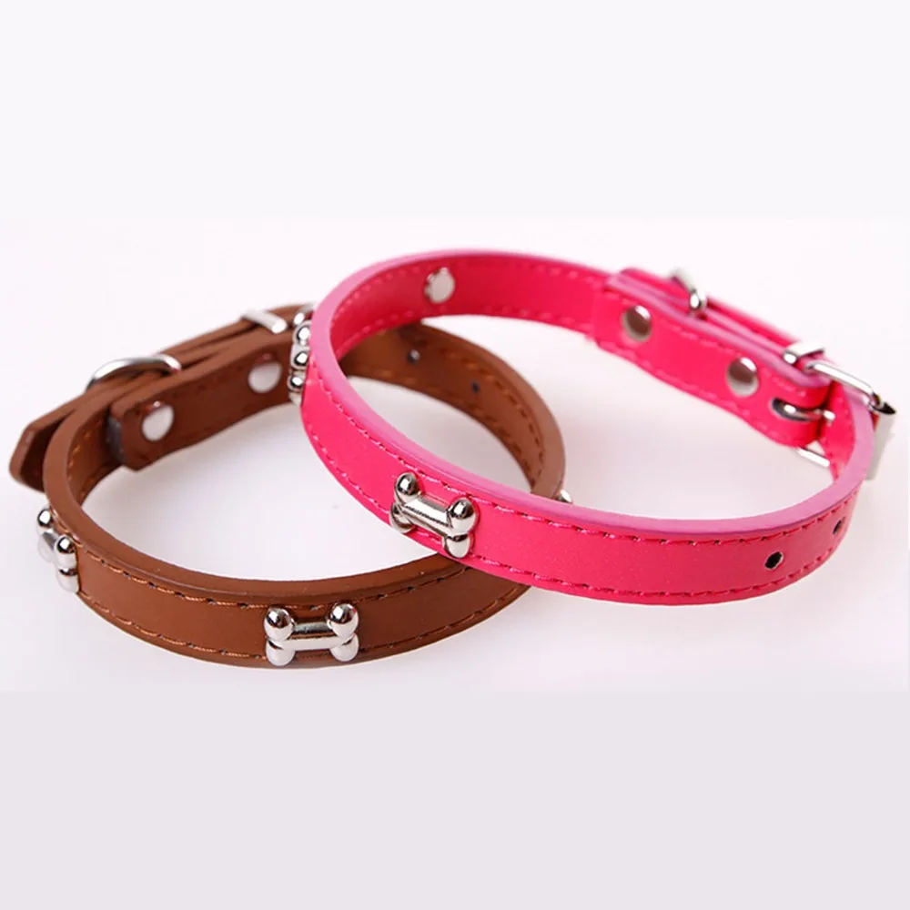 

Bone Leather Durable Pet Dog Collar Pet Supplies Accessories Neck Strap Collar For Dog Puppy Pug Collars For Small Large Dogs