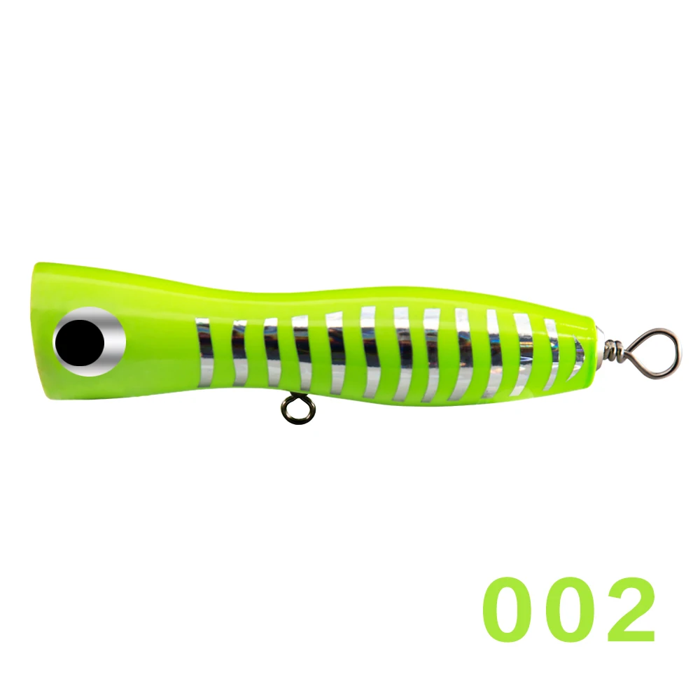 HuntHouse Wooden lure fishing popper Topwater Handmade Fishing Trolling Baits Spitter GT Surface Popping Lures durable swimbait - Цвет: 002