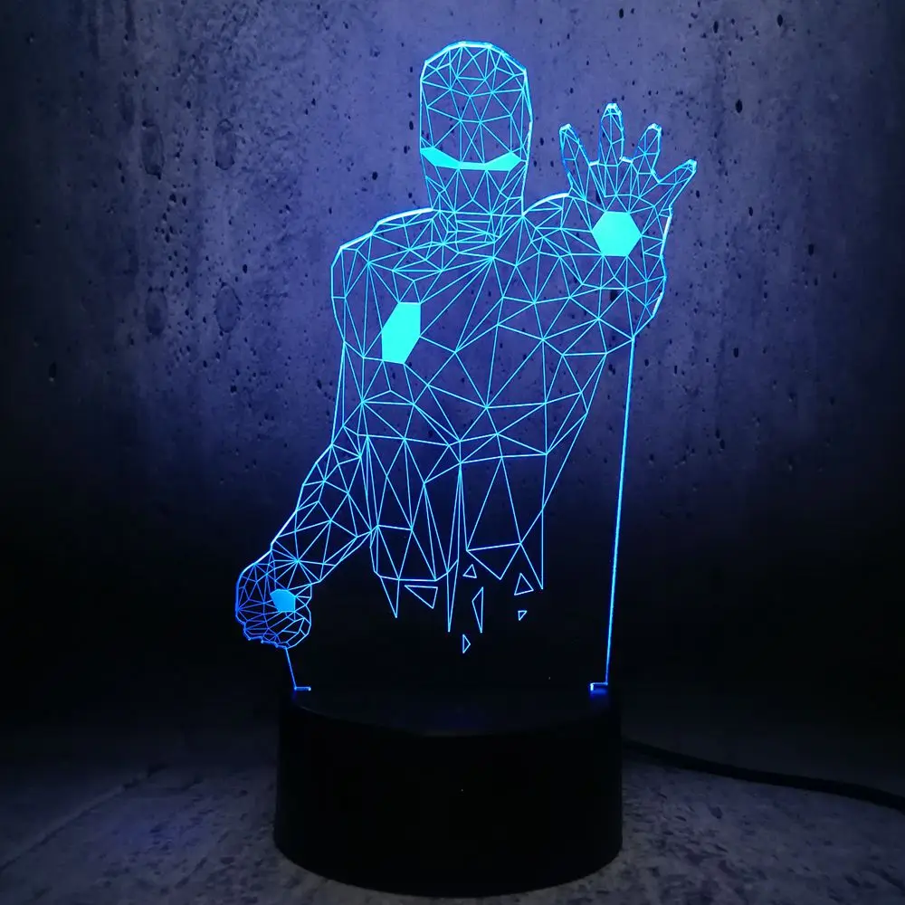 3D Железный человек сияющая настольная лампа Luminaria RC USB LED ночные светильники Декор