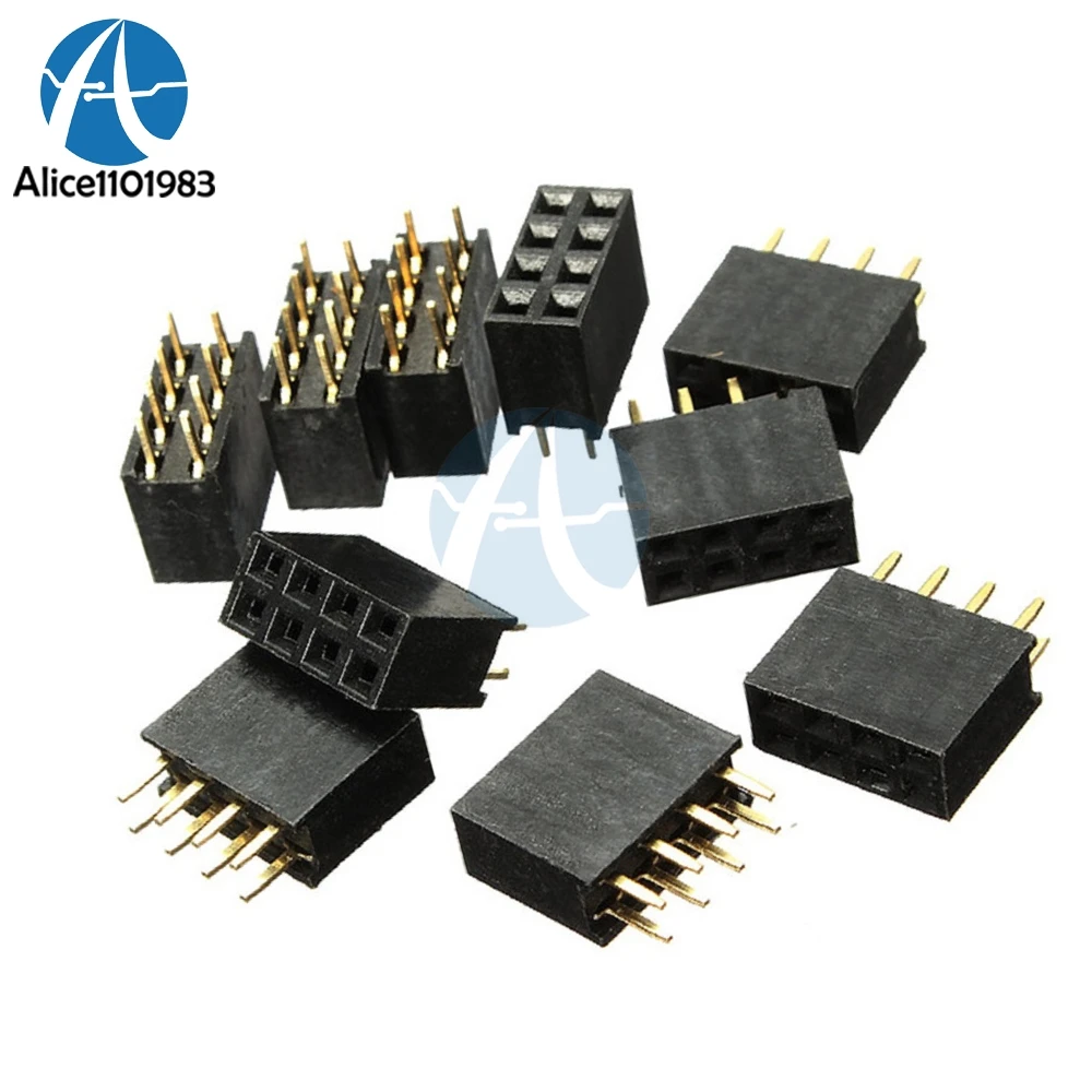 

10PCS 2X4 Pin 8P 2.54mm Double Row Female Straight Header Pitch Socket Pin Strip