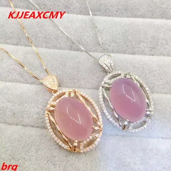

KJJEAXCMY boutique jewelry Inlaid pink chalcedony female pendant necklace in Sterling 925 Silver