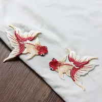 Buy AHYONNIEX Brand Black Golden Red Fish Embroidered Patches Sewing Stickers for Clothing Online - Image 6