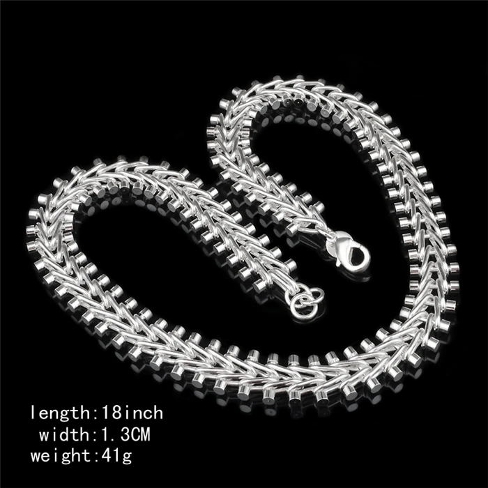 

Silver 925 Necklaces for Men Women 12mm Fish Bone Chain Necklace Fashion Jewelry Accessories Geometric Collares Christmas Gifts