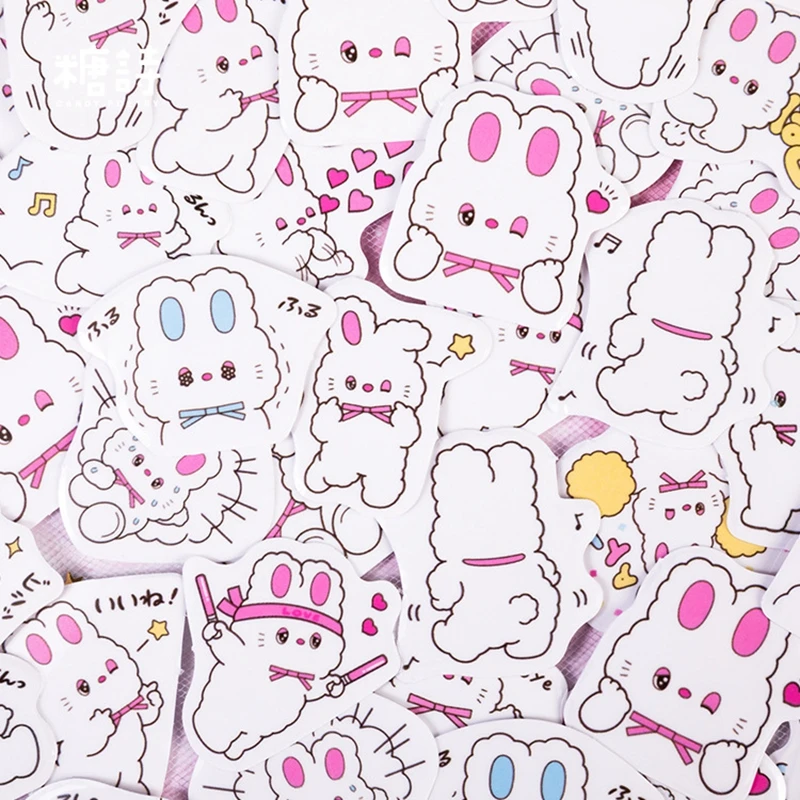 

100Pcs/lot Loving Heart Rabbit Cute Scrapbooking Sticker Child Toy Stickers Diy Decorative Sticker Kawaii Stationery Gift