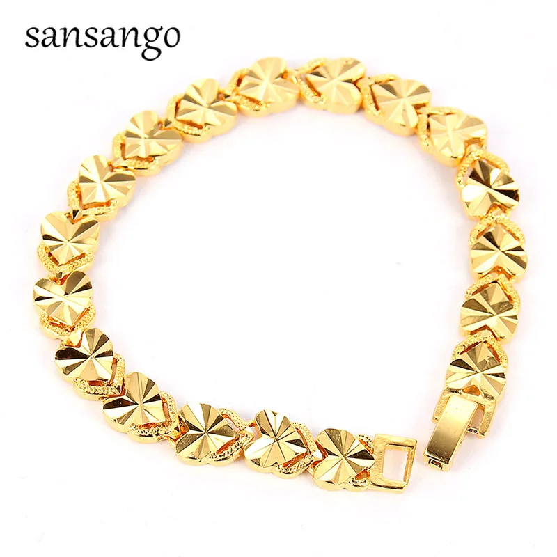 New Arrival Hip Hop 24K Golden Curb Link Chain Bracelet Male Jewelry For Men Women Luxury Bangle Party Gift Wholesale 18cm