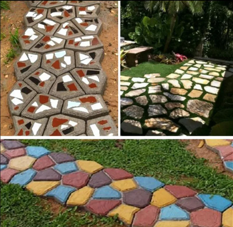 Садовые инструменты укладки формы для бетонных DIY Камень пластиковые формы пути для сада 43*43*4 см