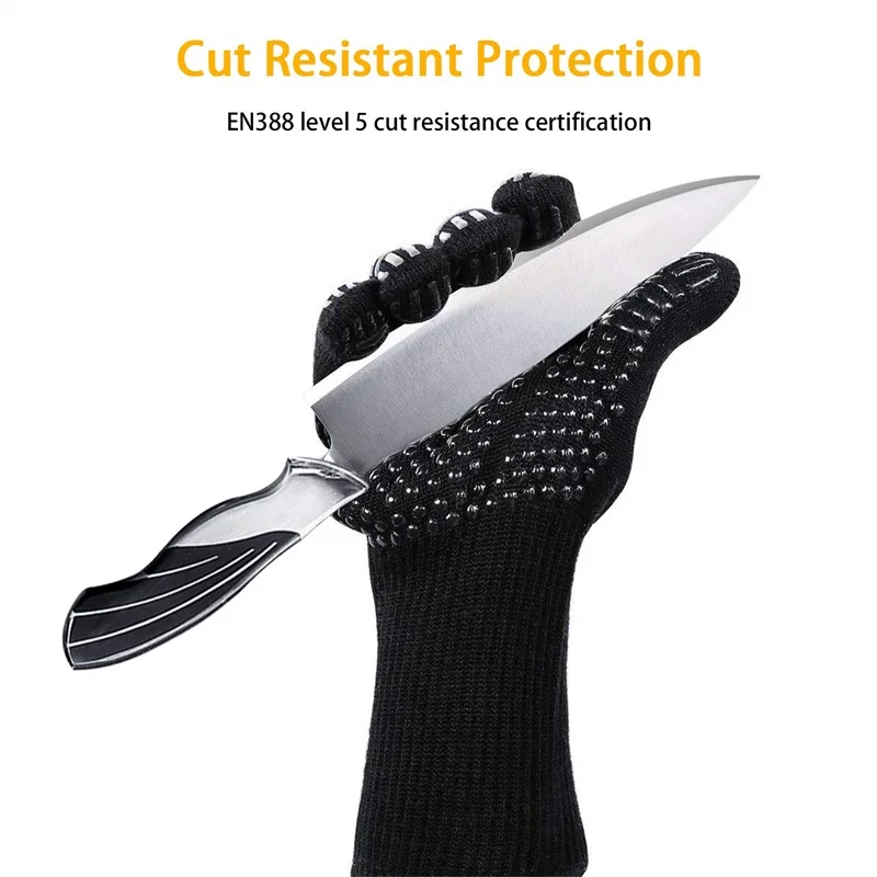 Heat Resistant BBQ Gloves Cooking Baking Barbecue Oven Gloves Thick Silicone Grill Kitchen Mitts Hand Protect BBQ Tool