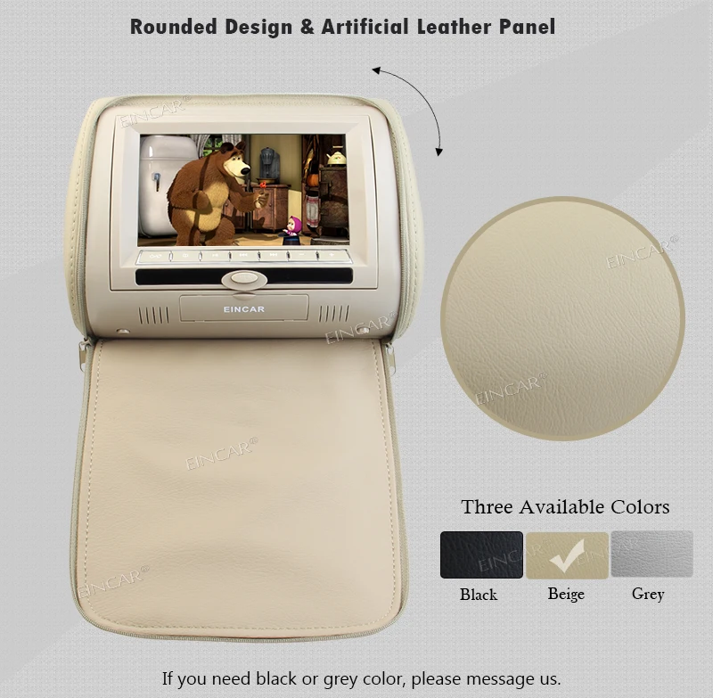 Cheap Car Headrest DVD Player Black pillow dvd player Universal Digital Screen zipper Car Monitor USB FM TV Game IR Remote car headres 2