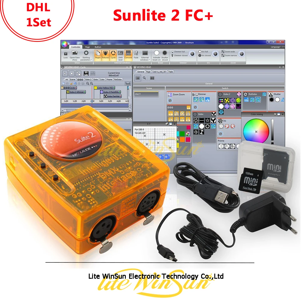 

Free DHL Sunlite 2 FC+ Suite2 DMX USB Controller DJ Disco Party Stage Light DMX512 Console Software