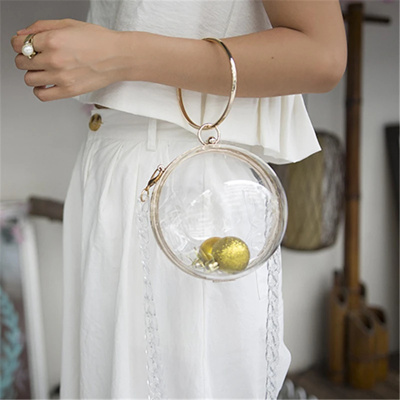 

Transparent Ball Evening Bags Round Handbags Circular Hard Case Shoulder Small Crossbody Bag Wedding Party Bags Purse