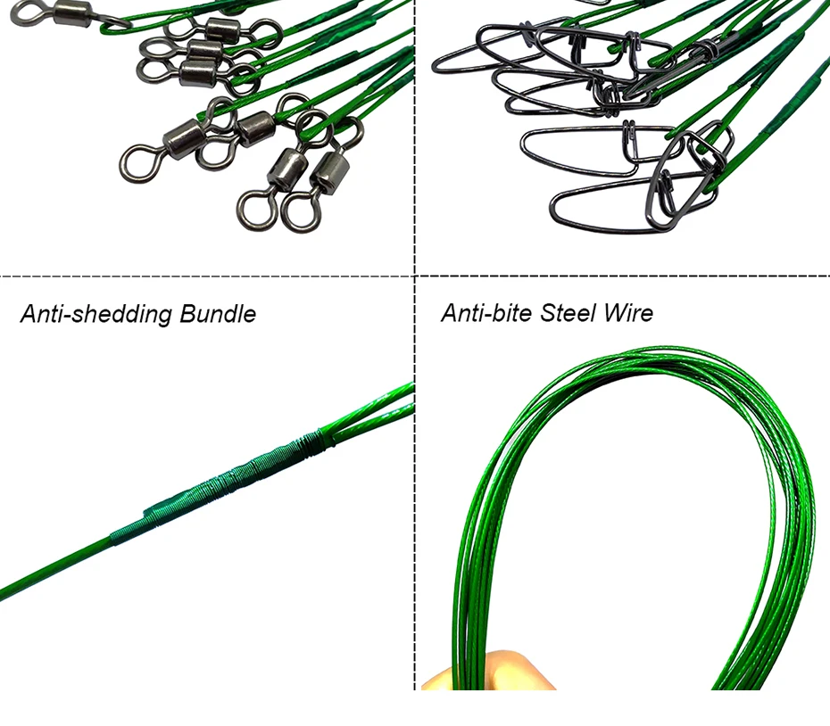 10 шт 50 см стальной лидер леска Тесты 150Lbs/68 кг анти-укус Стальная проволока линия проволока лидеров рыбалки