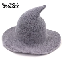 Вдоль овечьей шерсти шапка трикотажная шляпа рыбака Осень-зима женской моды ведьмы острым бассейна Панама аксессуары WBL