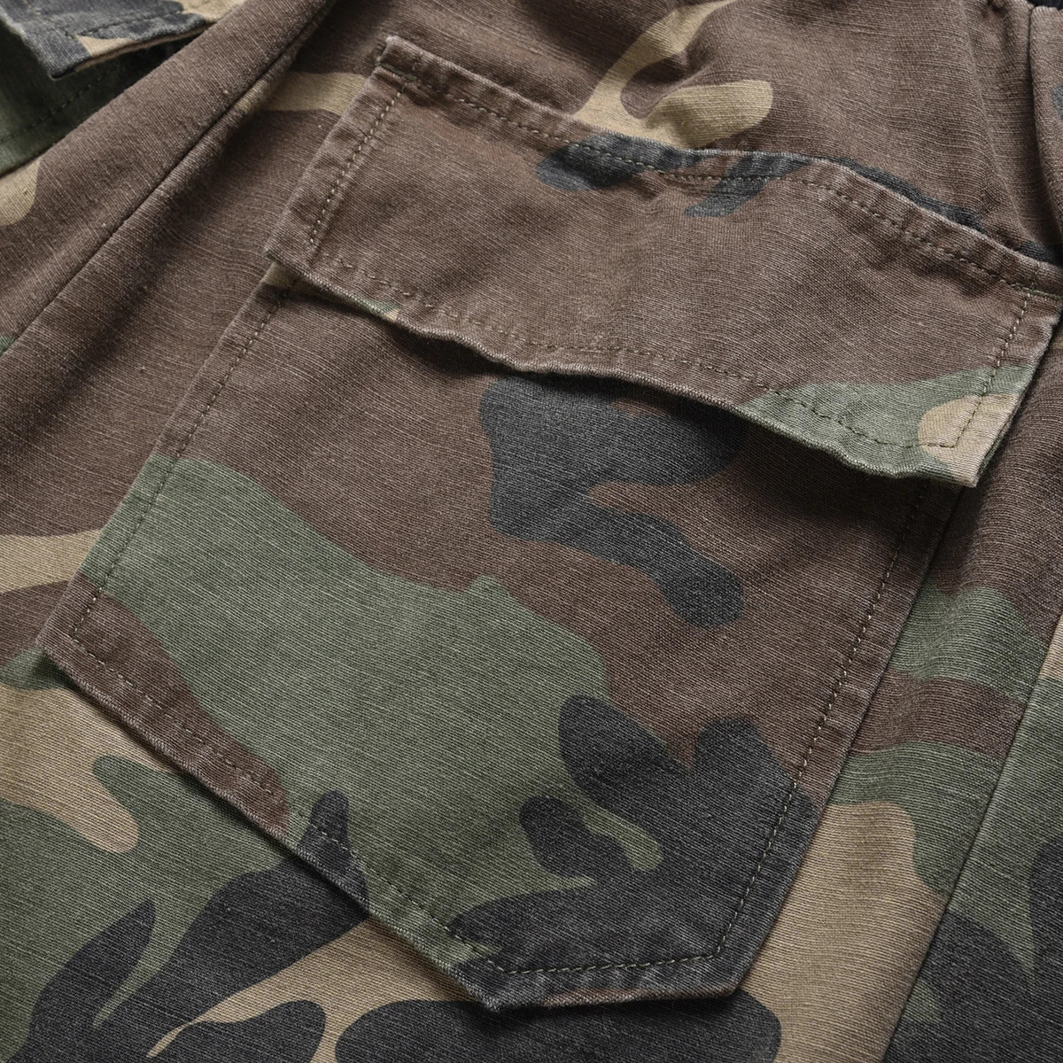 Camouflage Cargo Pants Men Vintage Multi-pocket Bottom Button Men's Trousers Streetwear All-match Military Pants