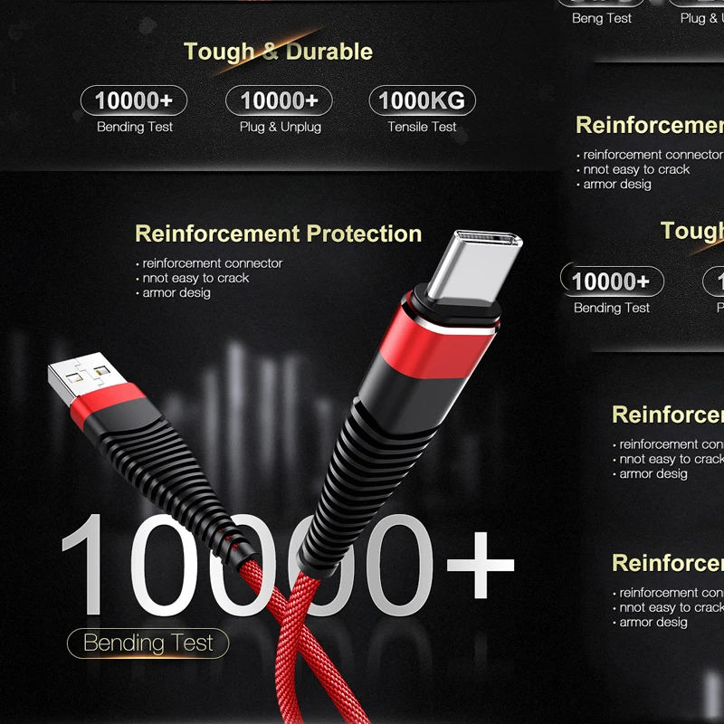 USB 3 1 TYPE C кабель 2A быстрое зарядное устройство металлическая оплетка данных 100 см