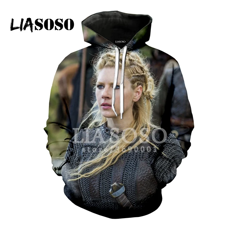 LIASOSO новый дизайн Vikings Odin Lagertha 3D принт повседневные женские и мужские толстовки с