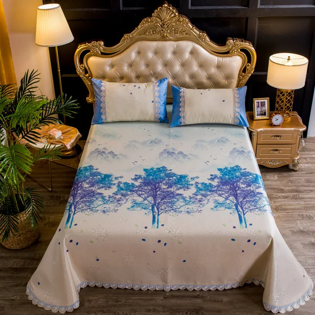Anmino Summer Cool Bedding Sheets Fl Print Home Flat Sheet King Anmino Summer Cool Bedding Sheets Fl Print Home Flat Sheet King Size With 2 Pillowcases Textiles Europe Style