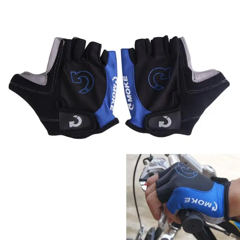 Перчатки для велоспорта с полупальцами, Нескользящие, гелевые, дышащие, мотоциклетные, MTB, шоссейные, велосипедные перчатки, мужские, женские, спортивные, велосипедные, моющиеся перчатки - Цвет: Синий